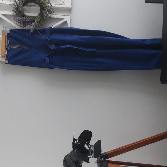 Strapped back denim jumpsuit. - Picture 1 of 5